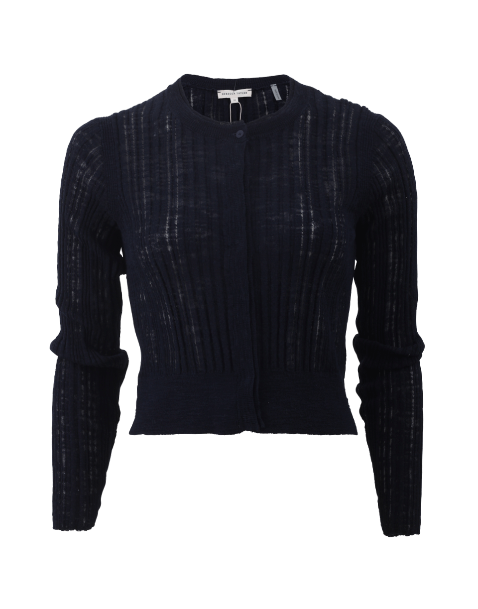 REBECCA TAYLOR-Flame Ribbed Cardigan-