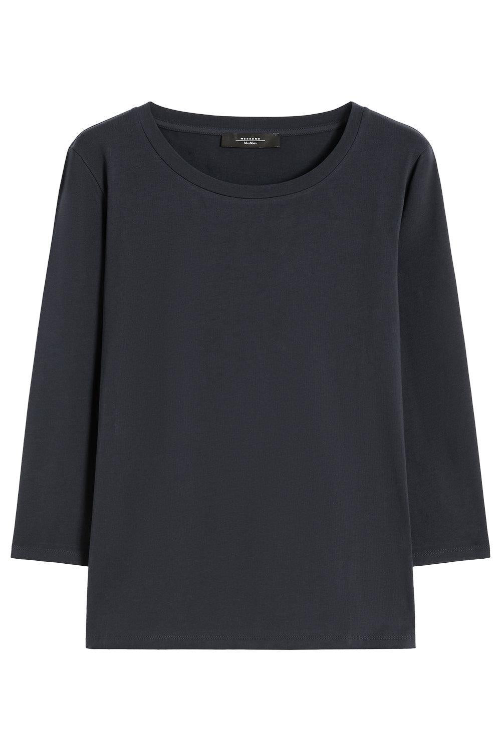 Sleeve Cotton Stretch Tee - Black-BLACK-XS-CLOTHINGTOPT-SHIRT-MAX MARA