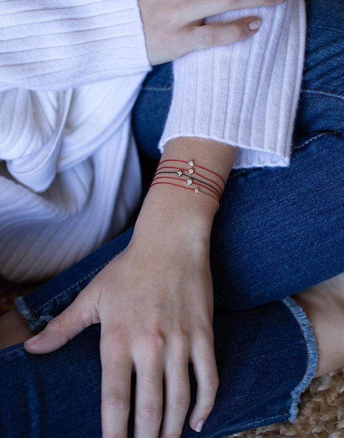White Gold Pure Diamond Red Cord Bracelet REDLINE – Marissa