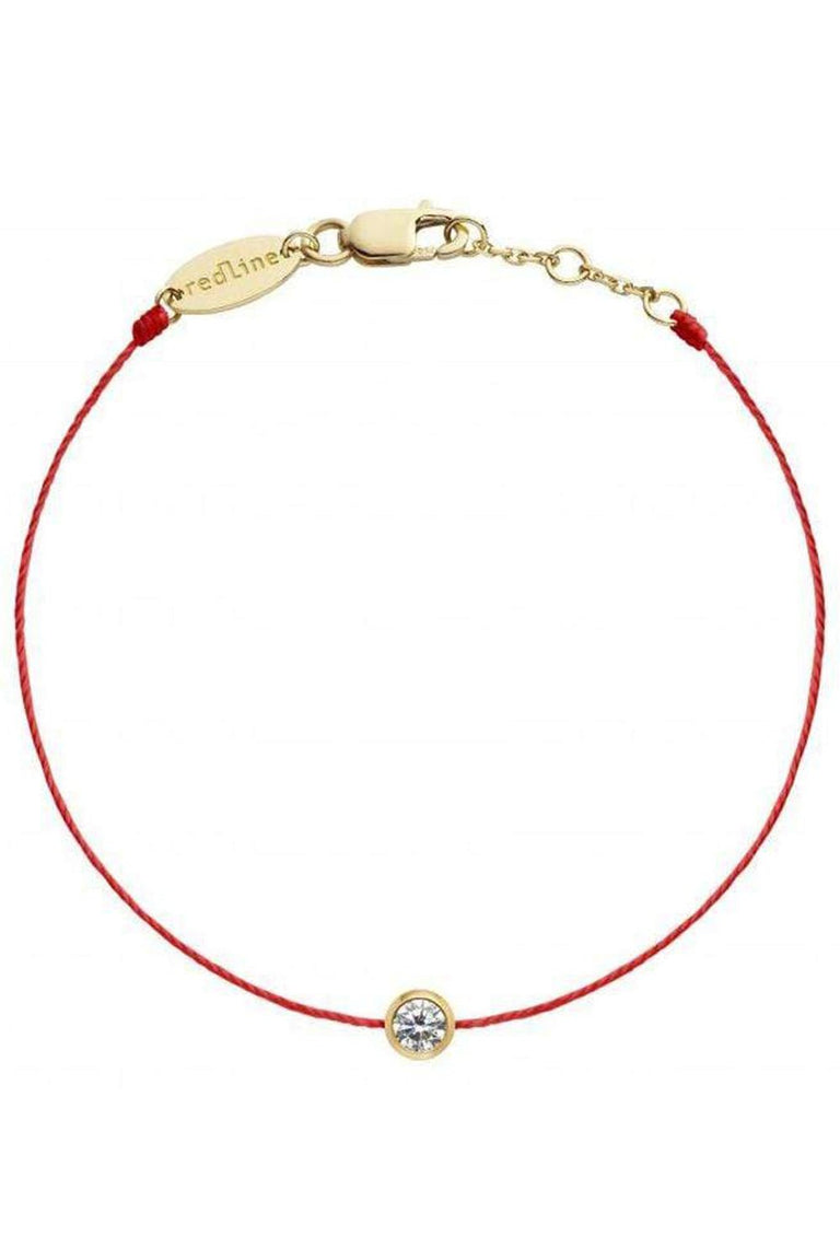 Yellow Gold Pure Diamond Red Cord Bracelet