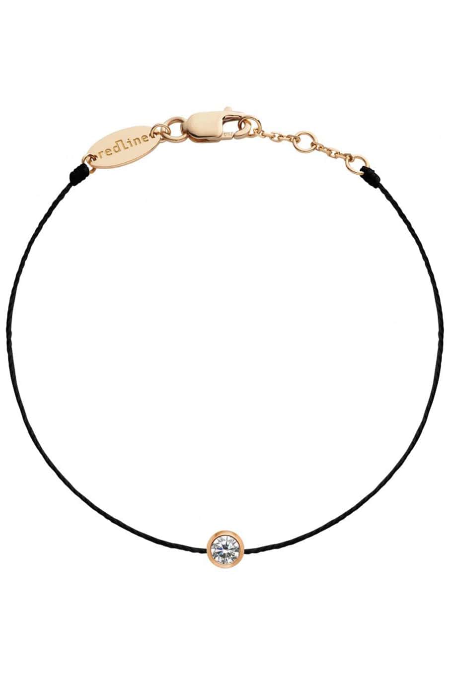 REDLINE-Men's Pure Diamond Black Cord Bracelet-ROSE GOLD