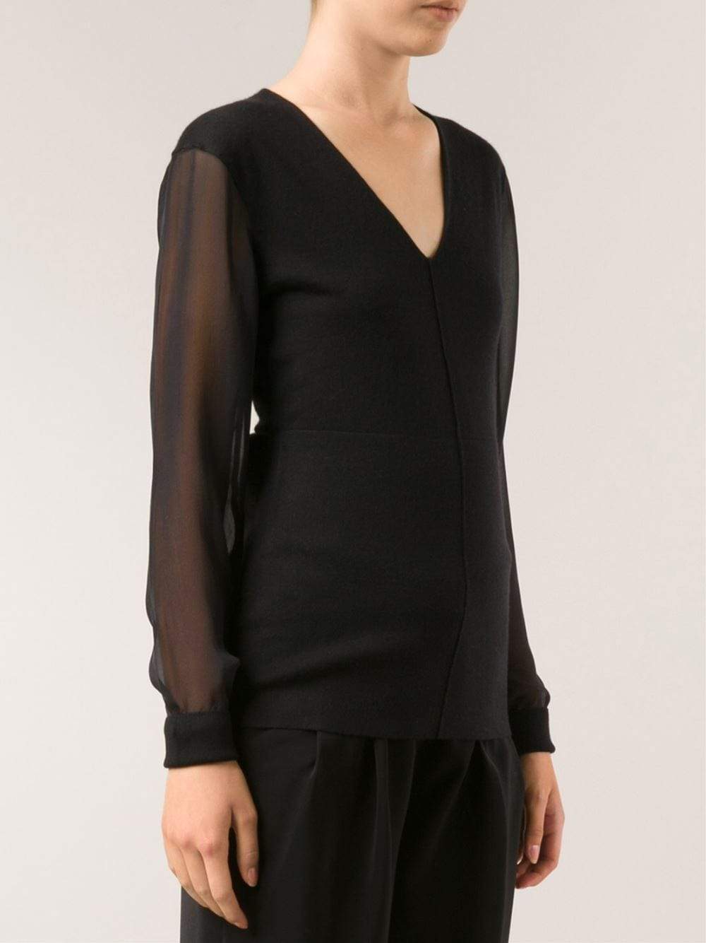 REED KRAKOFF-Chiffon Sleeve Pullover-