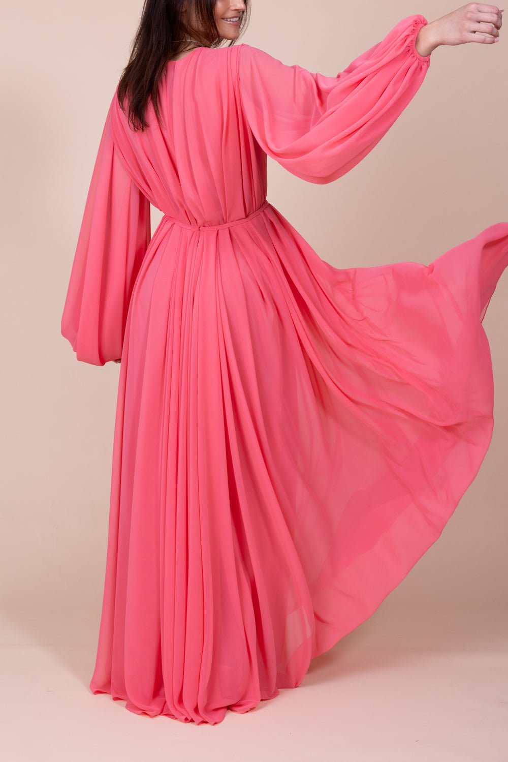 Bubble Sleeve Gown - Stawberry CLOTHINGDRESSGOWN REEM ACRA   