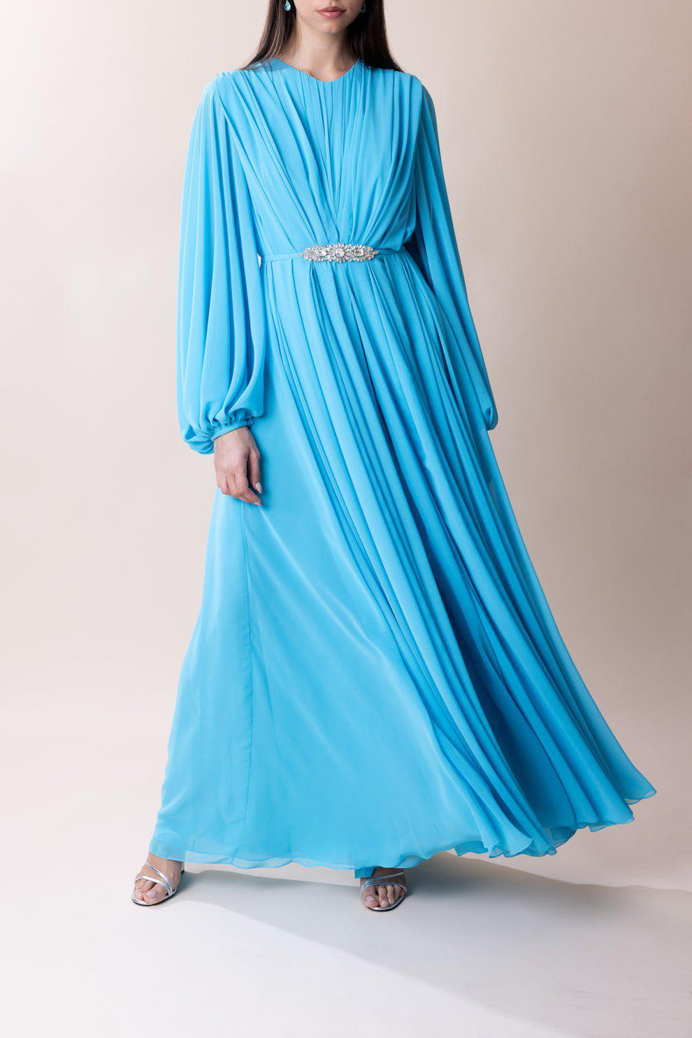 Bubble Sleeve Gown - Turquoise