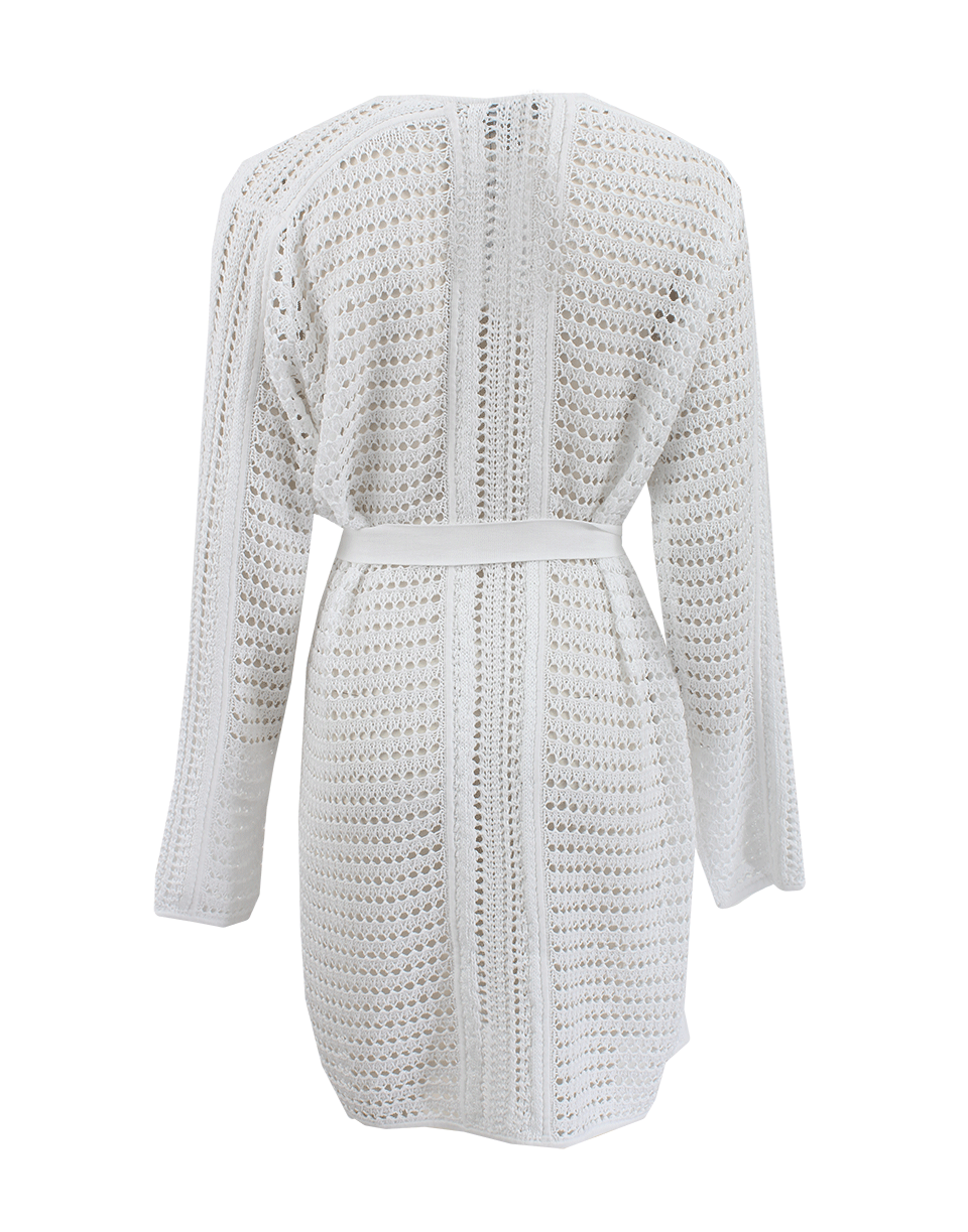 RENA LANGE-Belted Crochet Knit Cardigan-