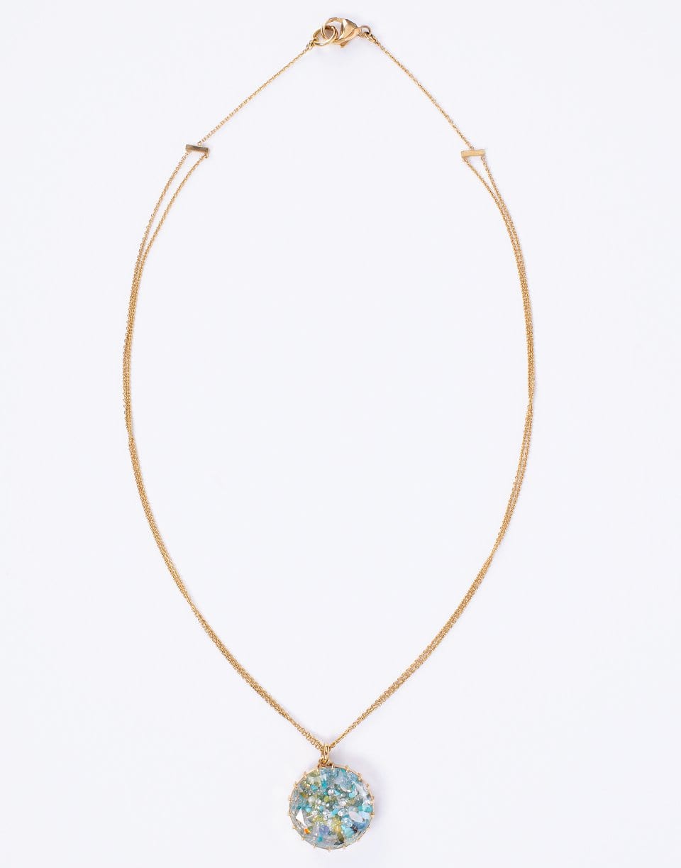 RENEE LEWIS-Opal, Aquamarine, Turquoise and Diamond Shake Necklace-YELLOW GOLD
