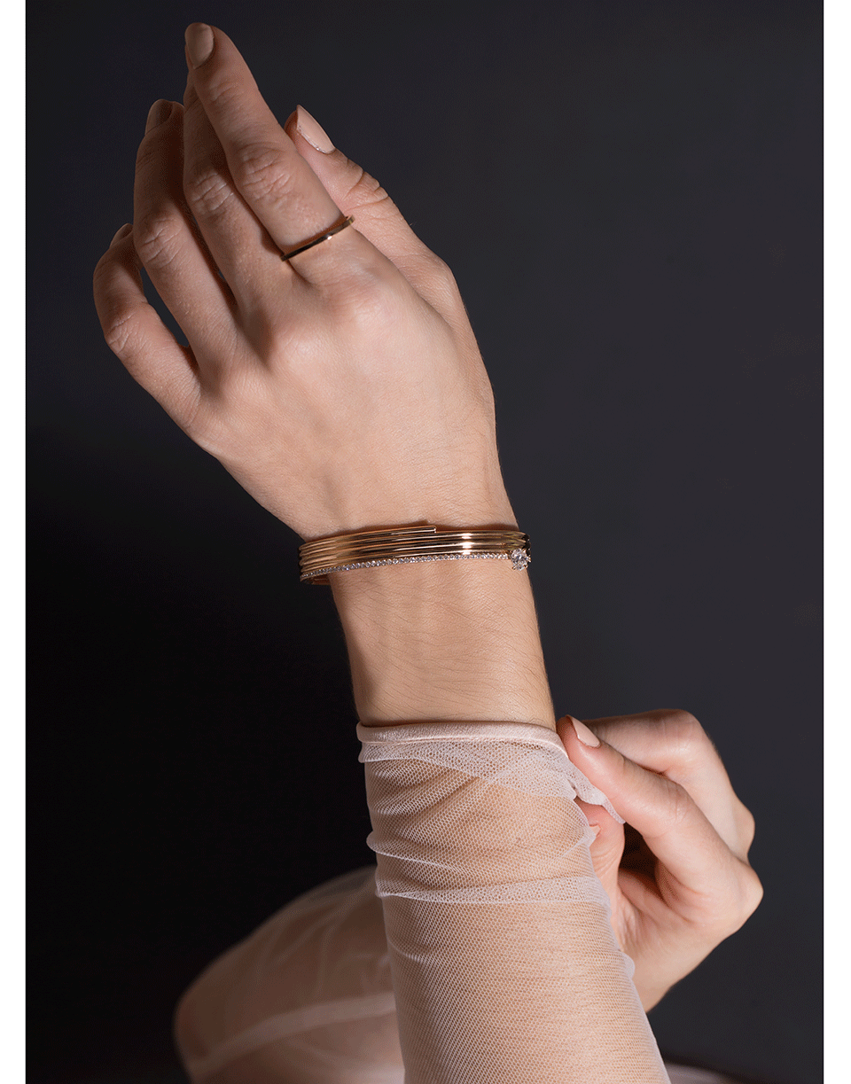 REPOSSI-Oval Diamond Blast Bracelet-ROSE GOLD