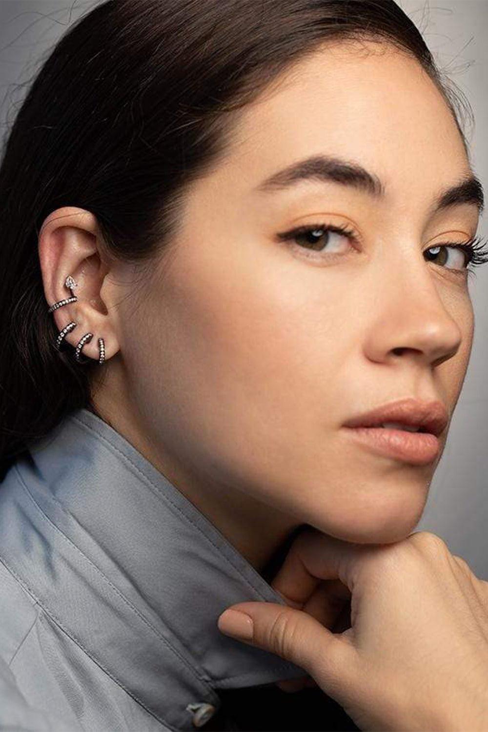 REPOSSI-Berbere Monotype Diamond Earcuff-BLACK GOLD