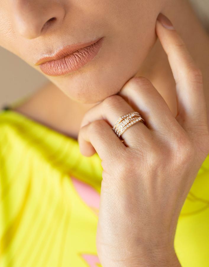 REPOSSI-Antifer 4 Rose Gold Pave Diamond Ring-ROSE GOLD