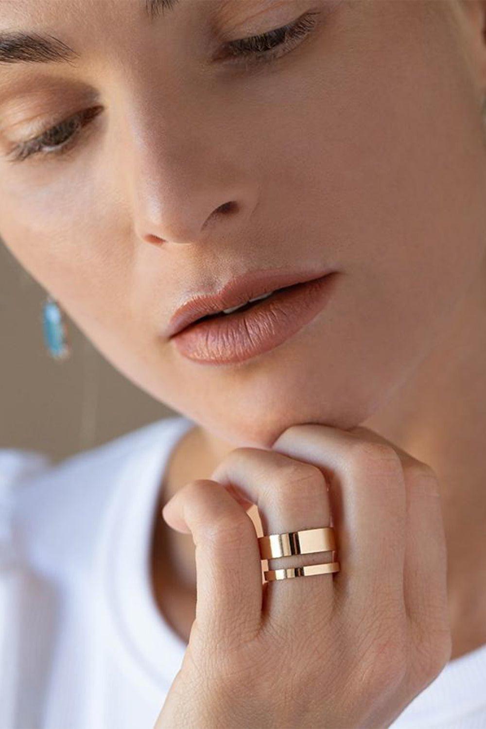 REPOSSI-Berbere Module 2 Row Ring-ROSE GOLD