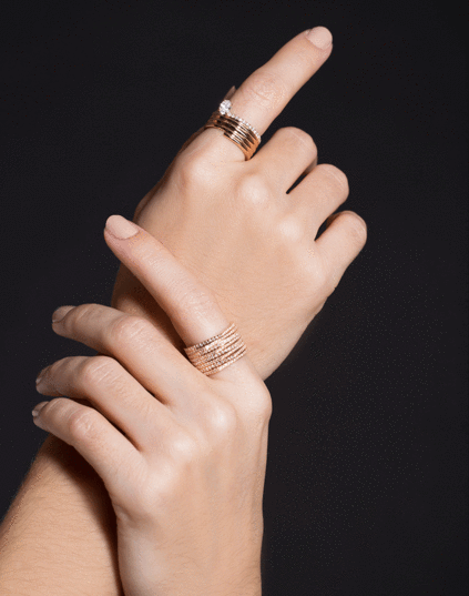 REPOSSI-Oval Diamond Blast Ring-ROSE GOLD