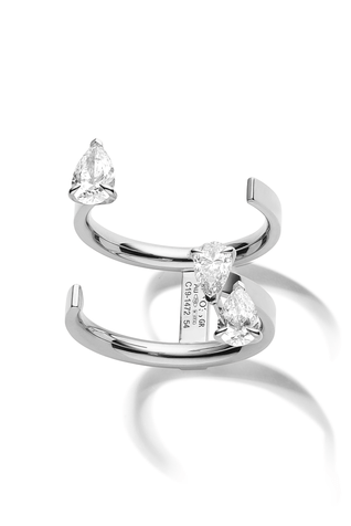 REPOSSI-Serti Sur Vide Pear Shape Diamond Ring-WHITE GOLD