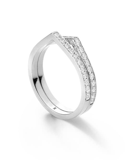 REPOSSI-White Gold Antifer 2 Row Pave Diamond Ring-WHITE GOLD