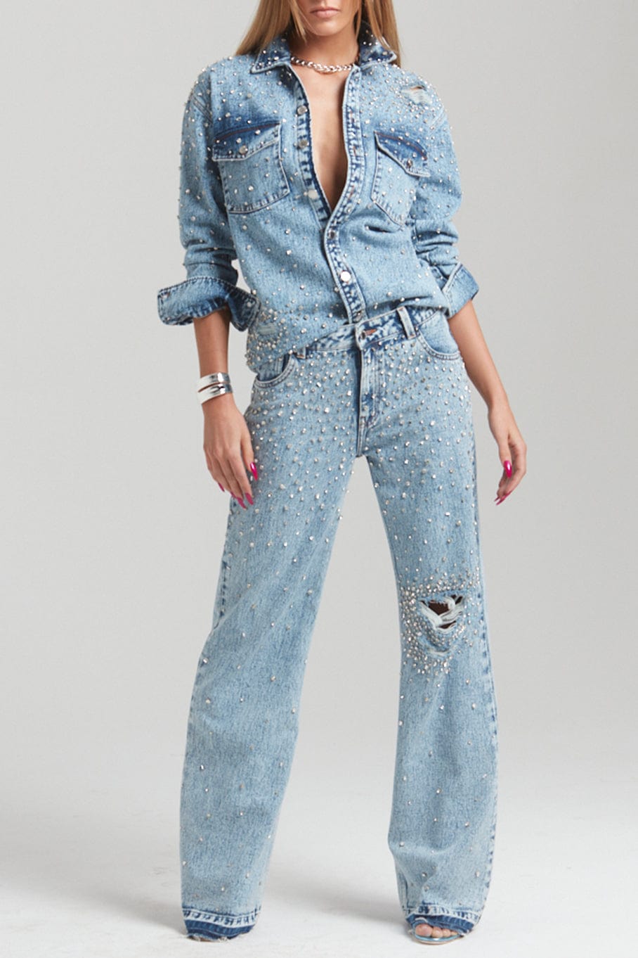 RETROFETE-Doreen Crystal Denim Shirt-