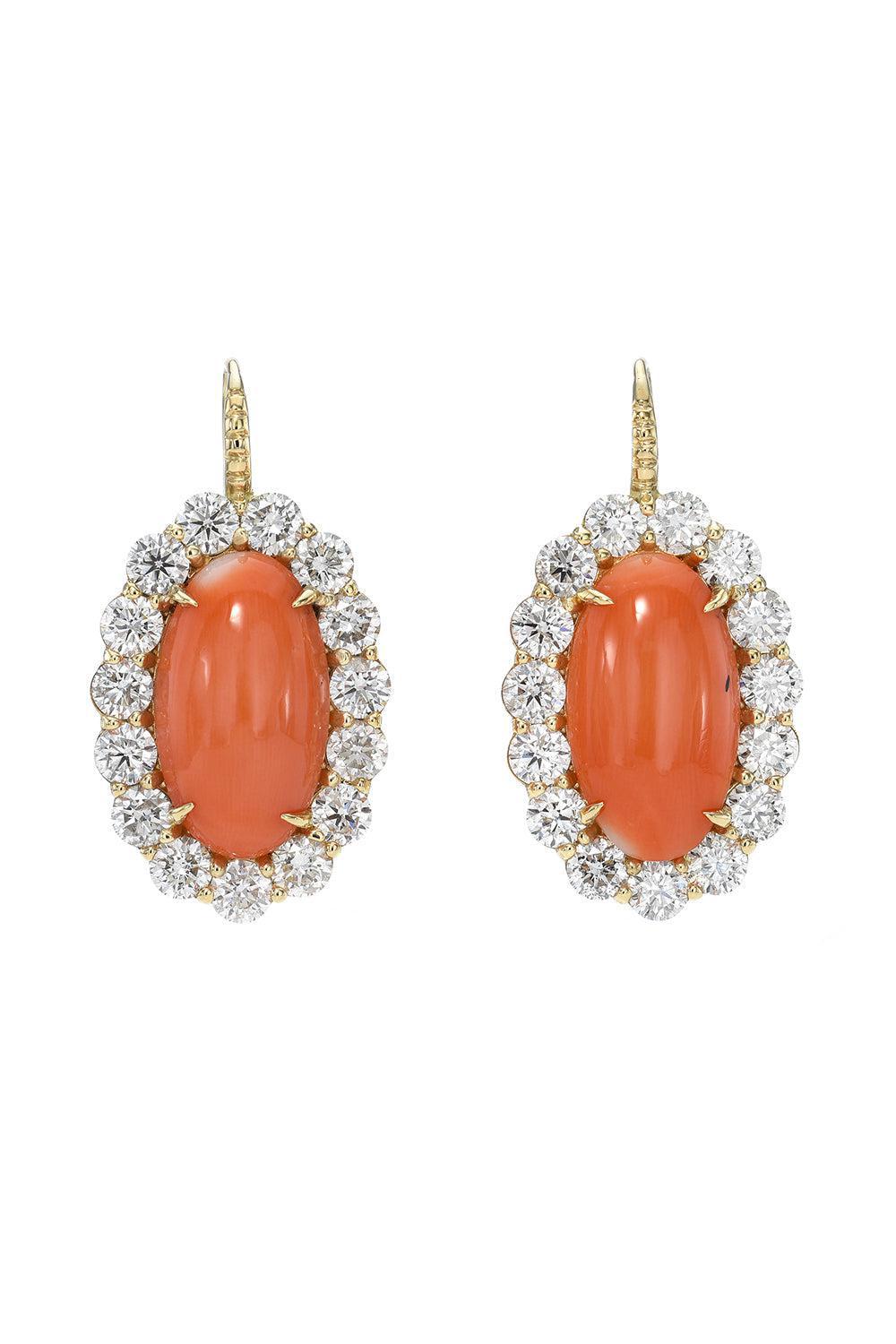Coral Diamond Heirloom Earrings-YELLOW GOLD-JEWELRYFINE JEWELEARRING-RETROUVAI