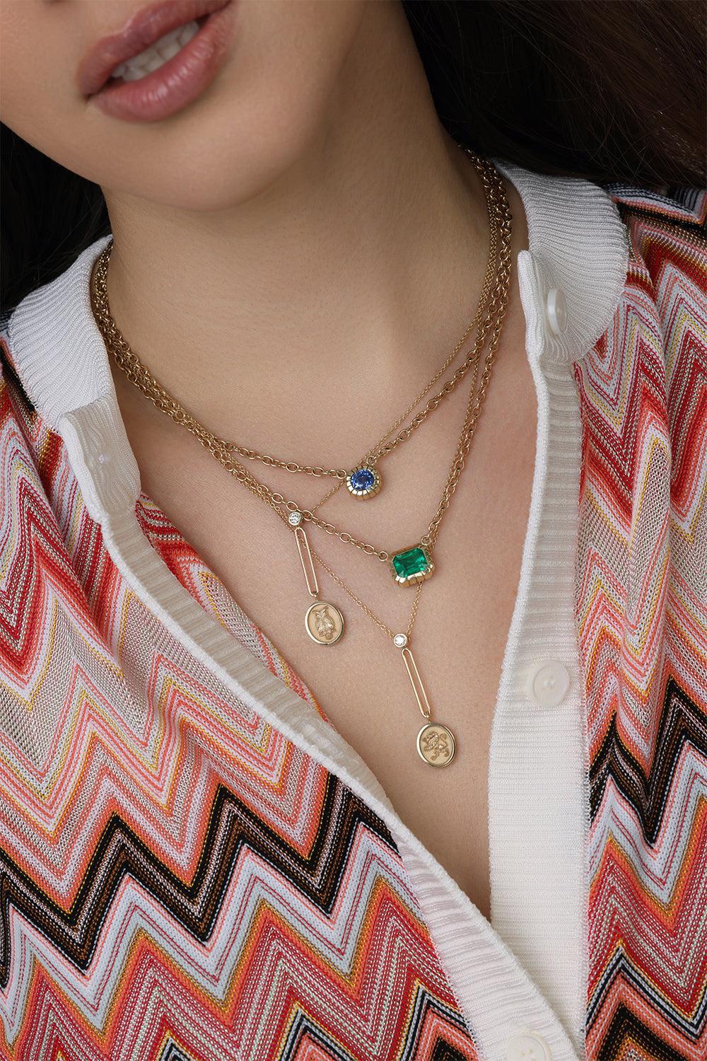 Fantasy Motif Owl Pendant Necklace-YELLOW GOLD-18-JEWELRYFINE JEWELNECKLACE O-RETROUVAI