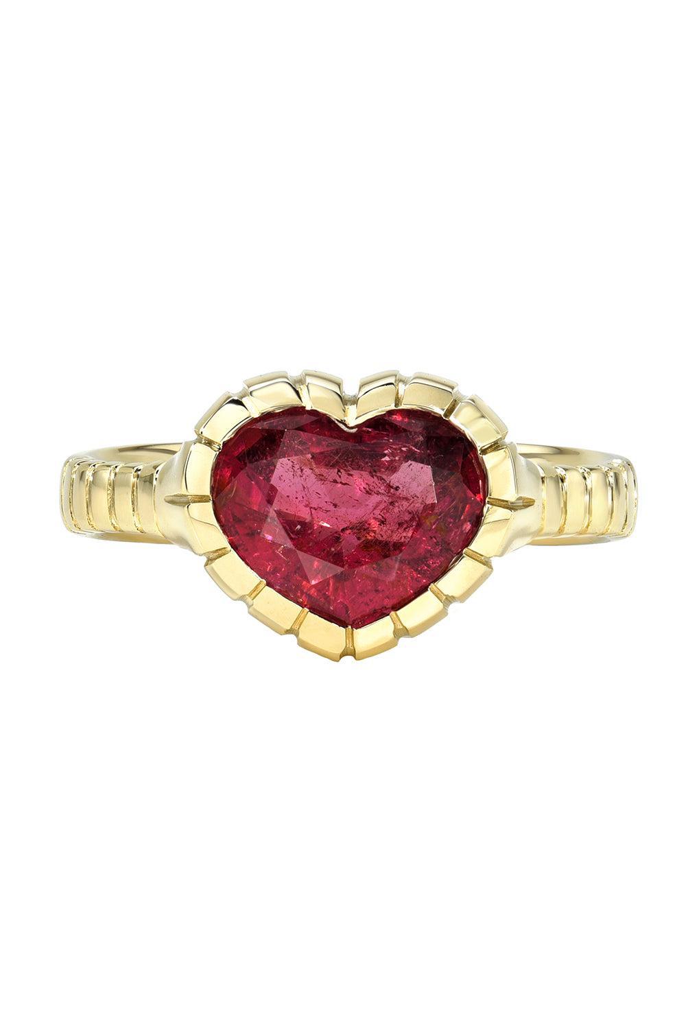 Pink Tourmaline Heart Heirloom Ring-YELLOW GOLD-7-JEWELRYFINE JEWELRING-RETROUVAI