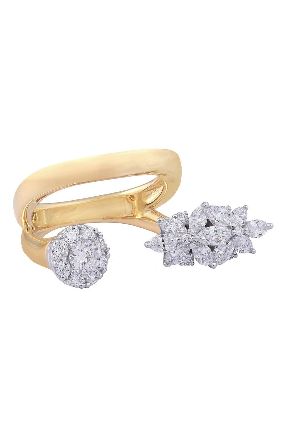 Diamond Two Sided Open Golden Strada Ring-YELLOW GOLD-6.75-JEWELRYFINE JEWELRING-YEPREM JEWELLERY