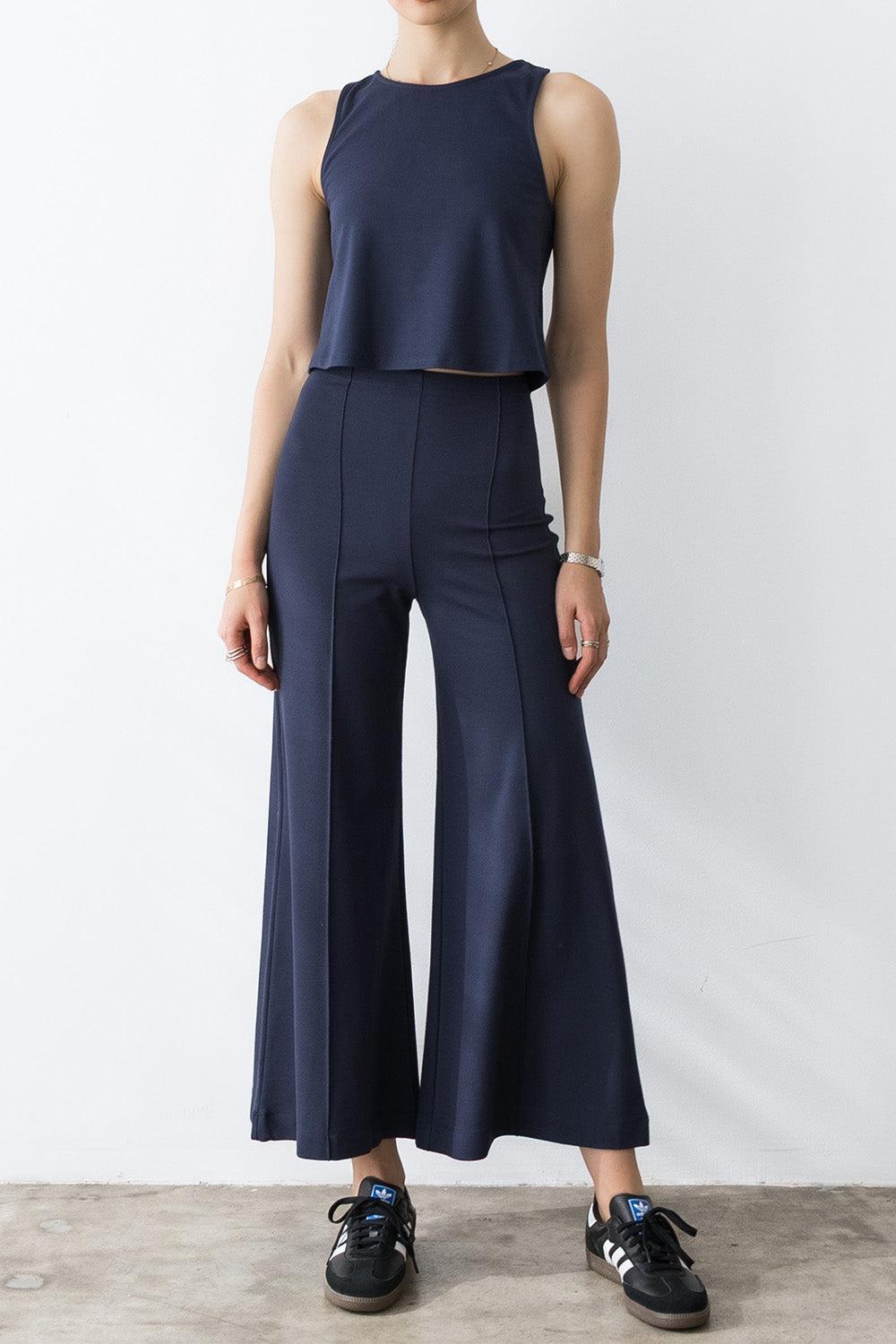 Cropped Wide Leg Pant - Navy-BLUE-1-CLOTHINGPANTCROPPED-RIPLEY RADER