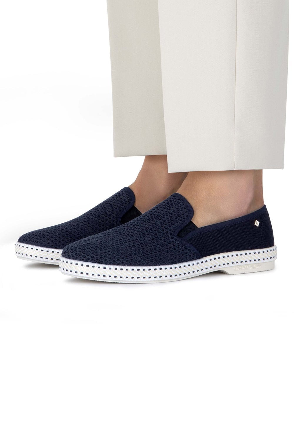 RIVIERAS-Classic Canvas & Mesh Navy Slip On Loafer-