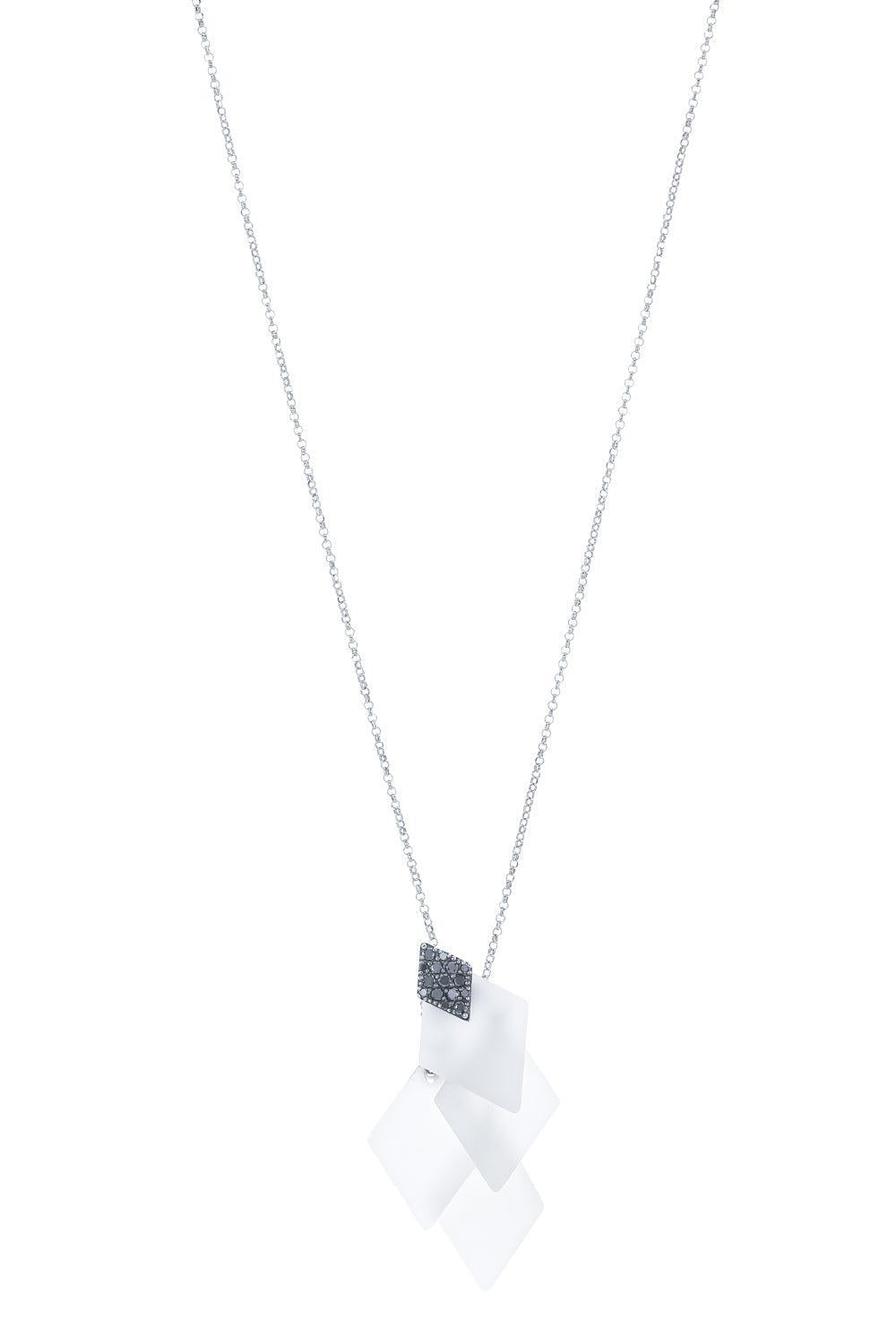 Black Diamond White Ceramic Diva Pendant Necklace-WHITE GOLD-JEWELRYFINE JEWELNECKLACE O-ROBERTO DEMEGLIO
