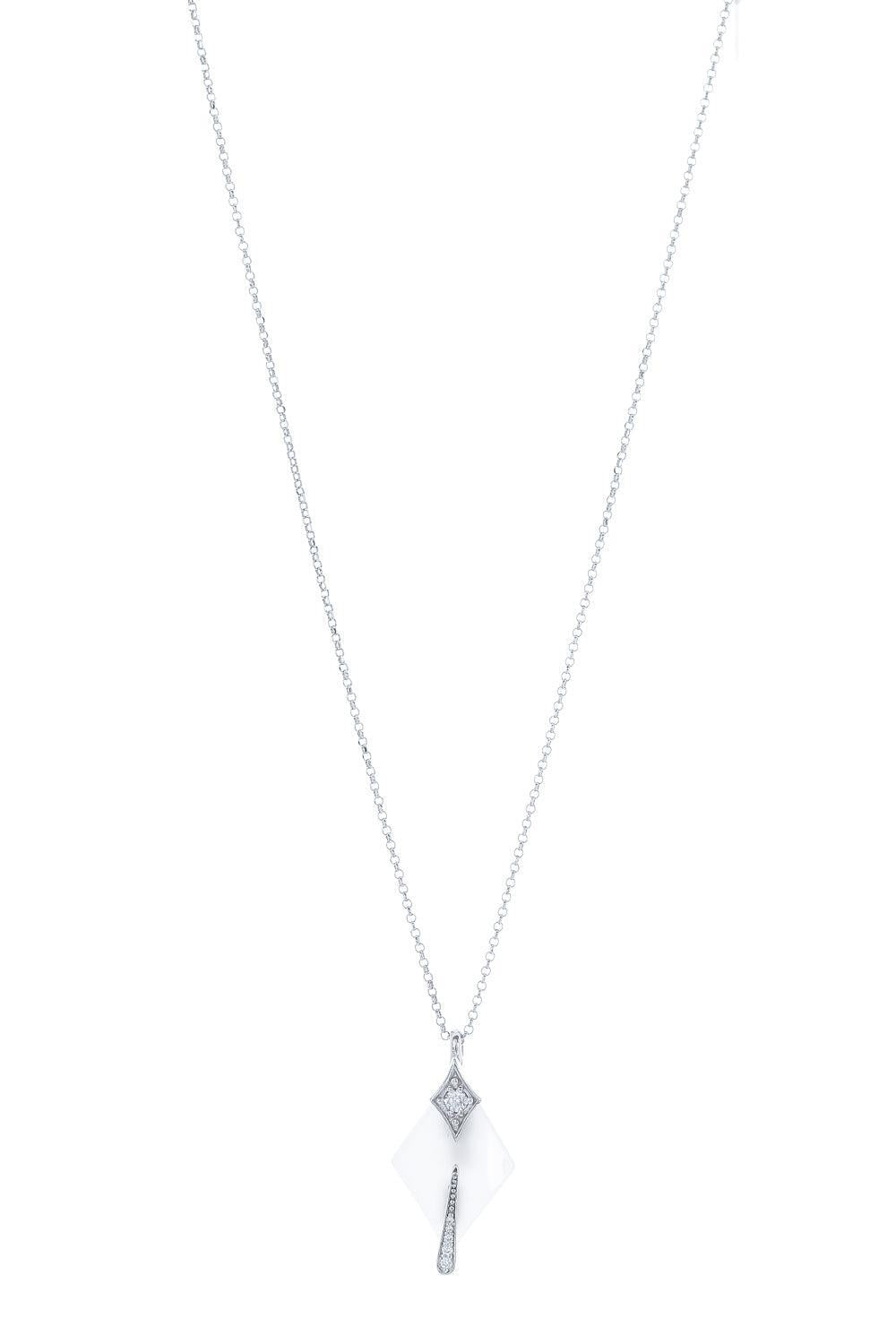 White Ceramic Diamond Diva Pendant Necklace-WHITE GOLD-JEWELRYFINE JEWELNECKLACE O-ROBERTO DEMEGLIO