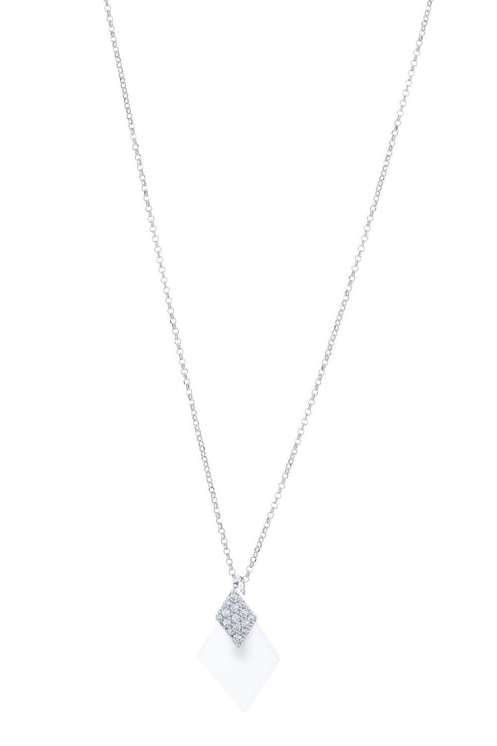 Gold Diamond White Ceramic Diva Pendant Necklace-WHITE GOLD-JEWELRYFINE JEWELNECKLACE O-ROBERTO DEMEGLIO