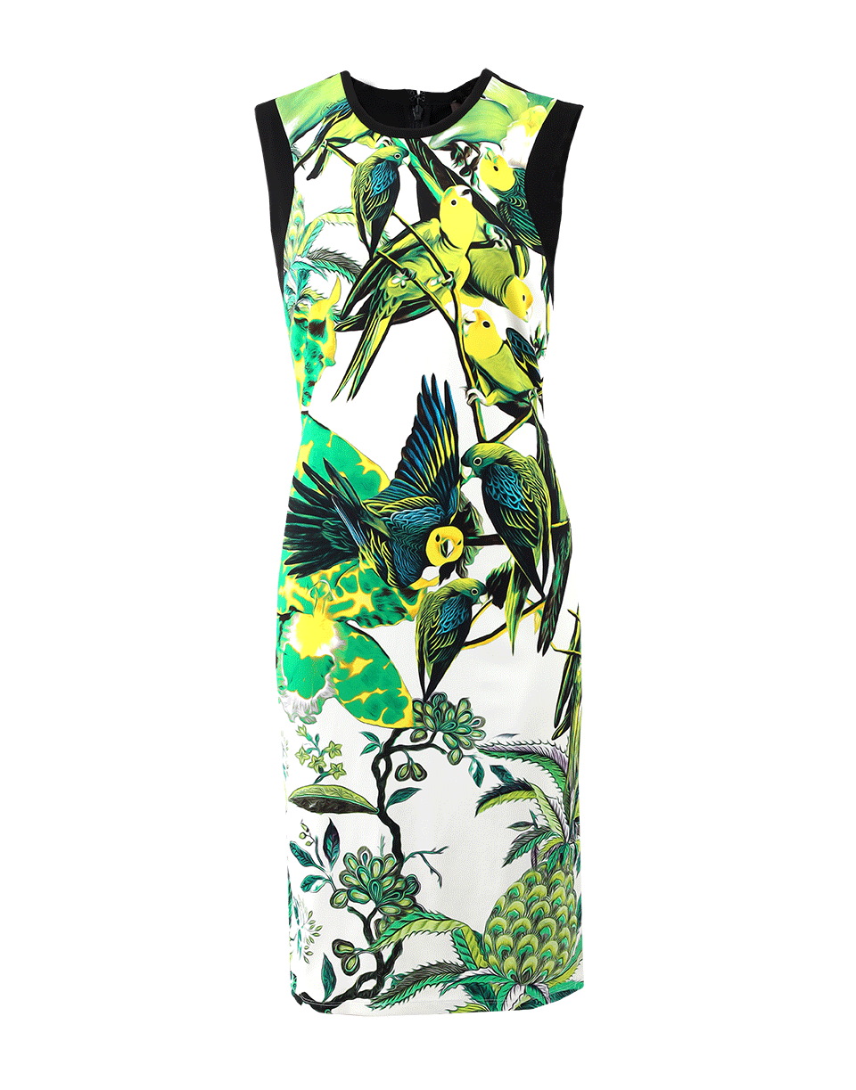 ROBERTO CAVALLI-Crewneck Bird Print Dress-