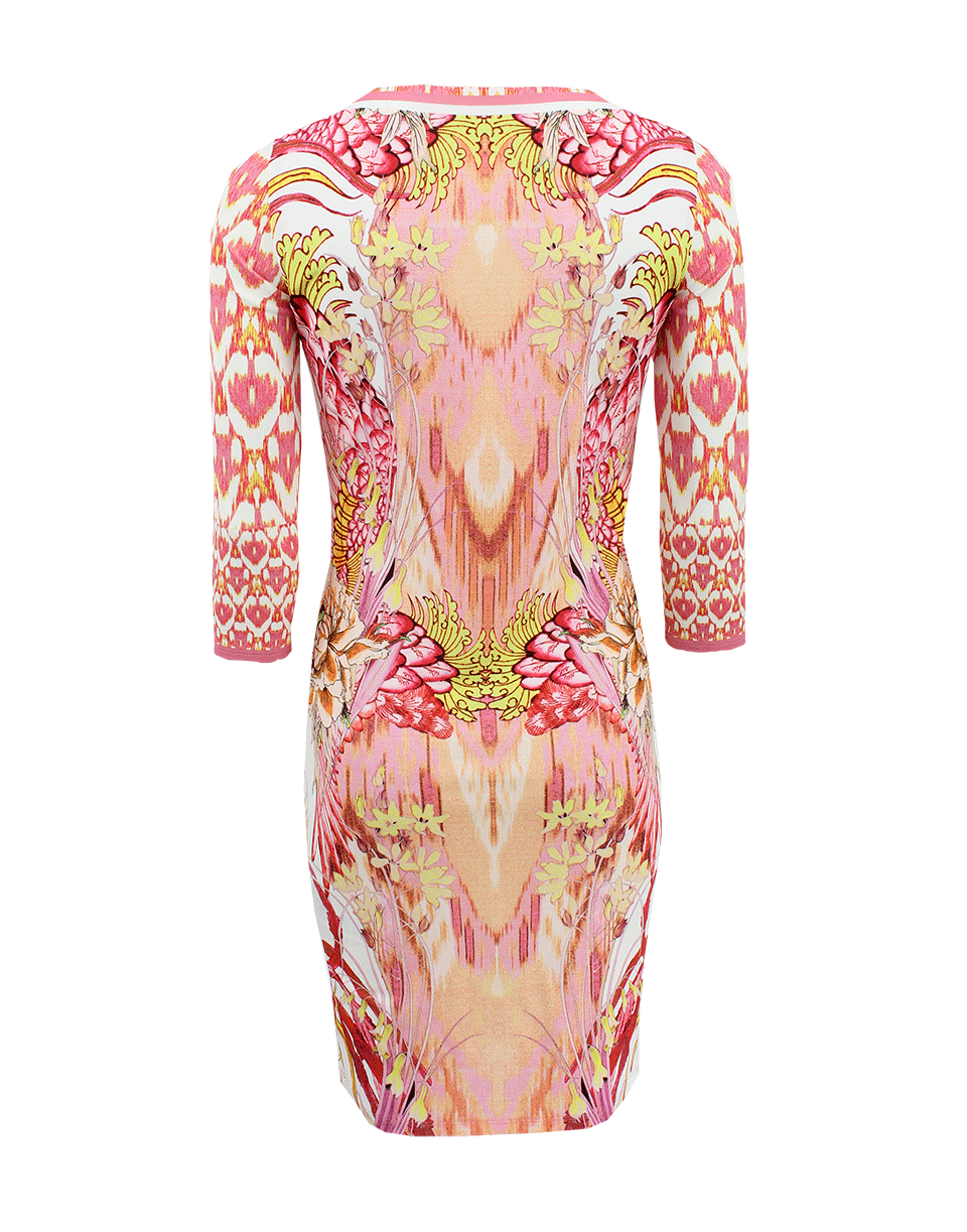 ROBERTO CAVALLI-Three-Quarter Sleeve Printed Dress-