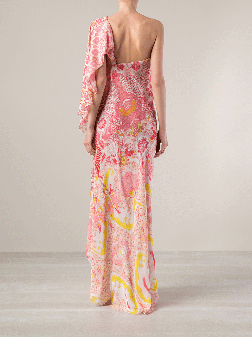 ROBERTO CAVALLI-One Shoulder Printed Maxi Dress-MULTI