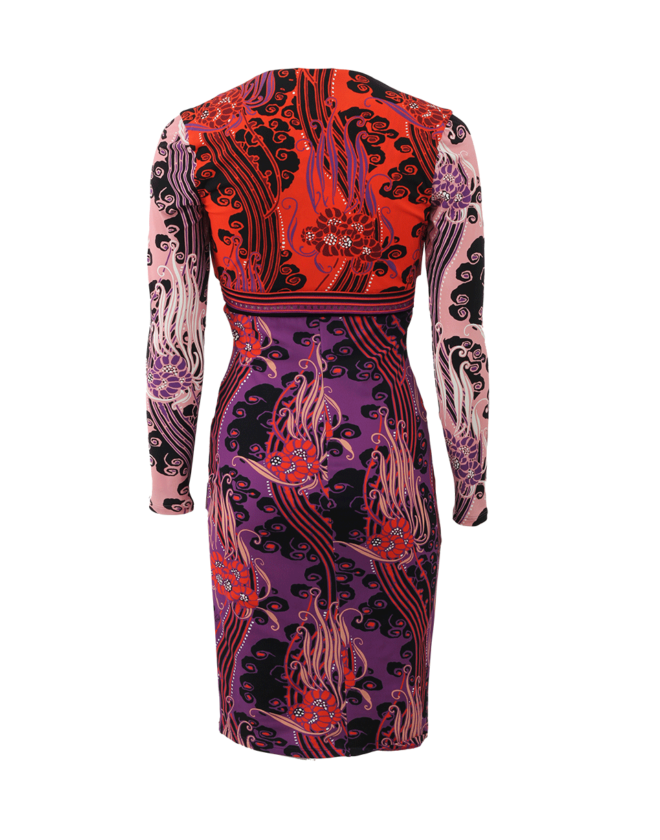 ROBERTO CAVALLI-Space Print Fitted Dress-