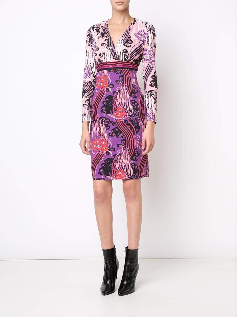 ROBERTO CAVALLI-Space Print Fitted Dress-