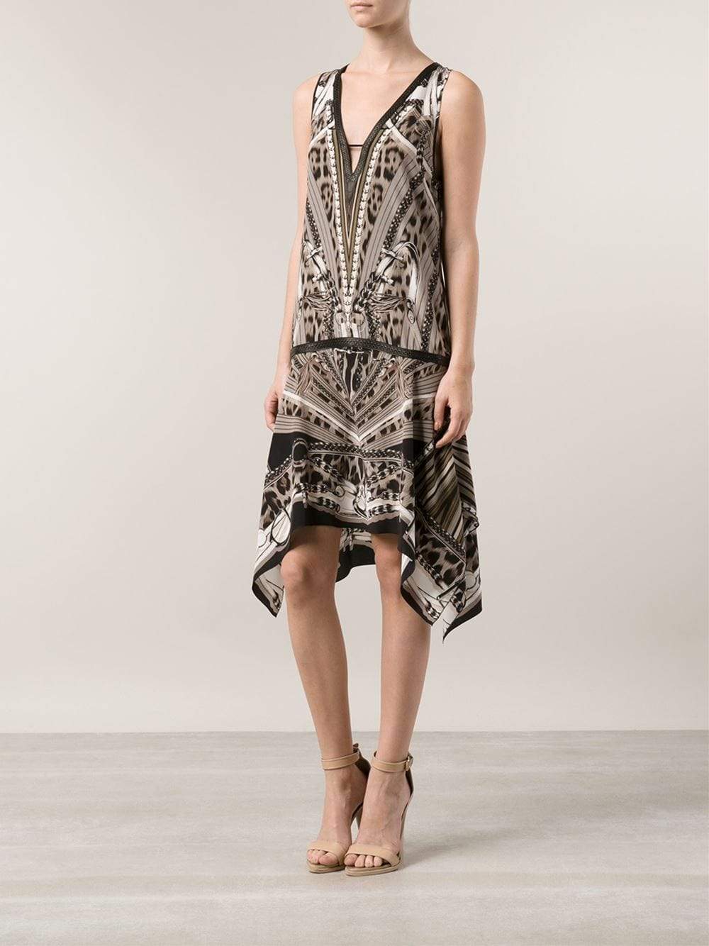 ROBERTO CAVALLI-Printed Flowy Bottom Dress-