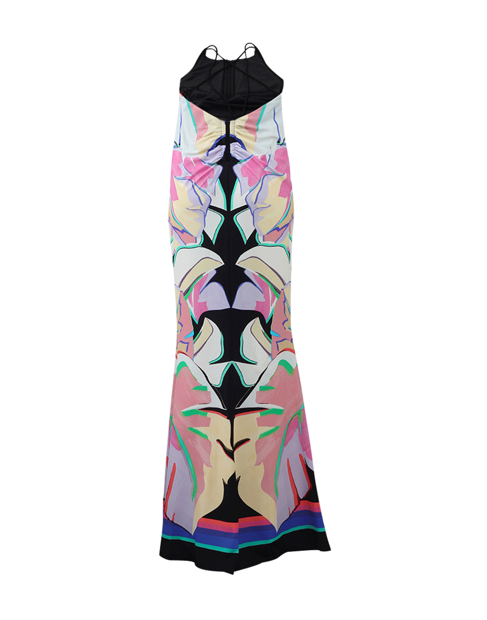 ROBERTO CAVALLI-Abstract Leaf Dress-ROSE/BLK