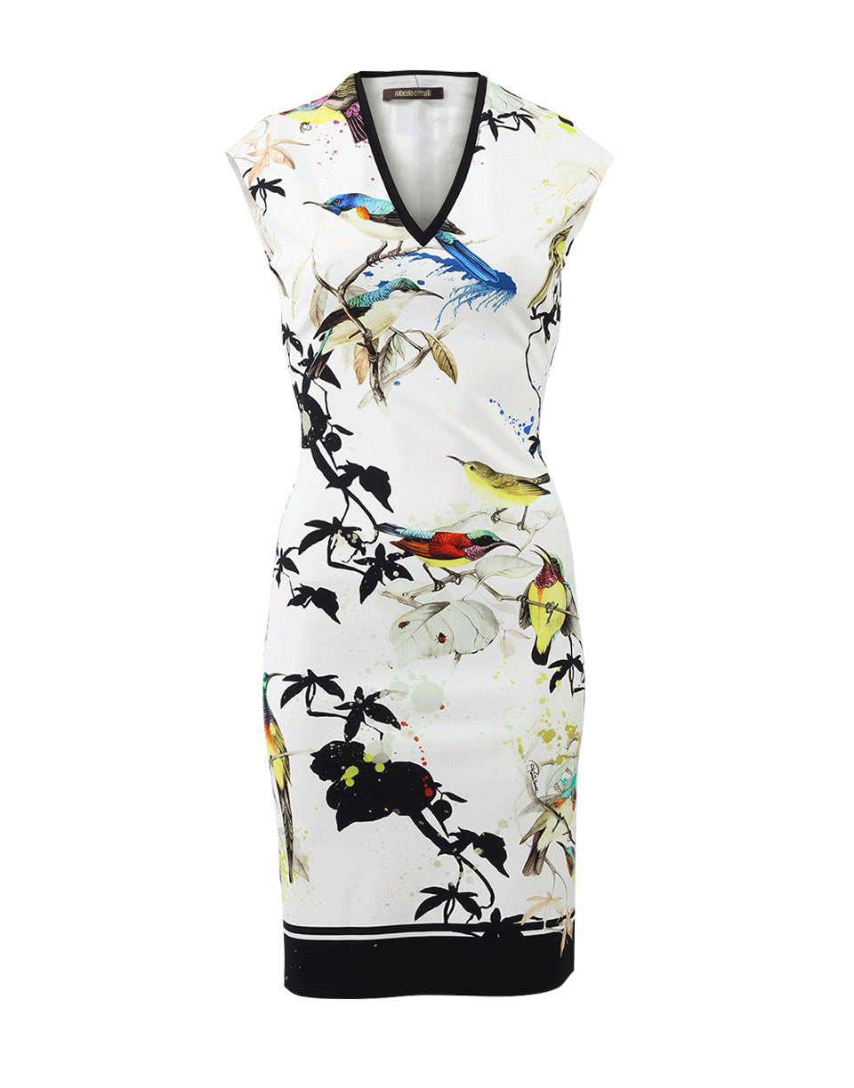 ROBERTO CAVALLI-Bird Print Slim Dress-