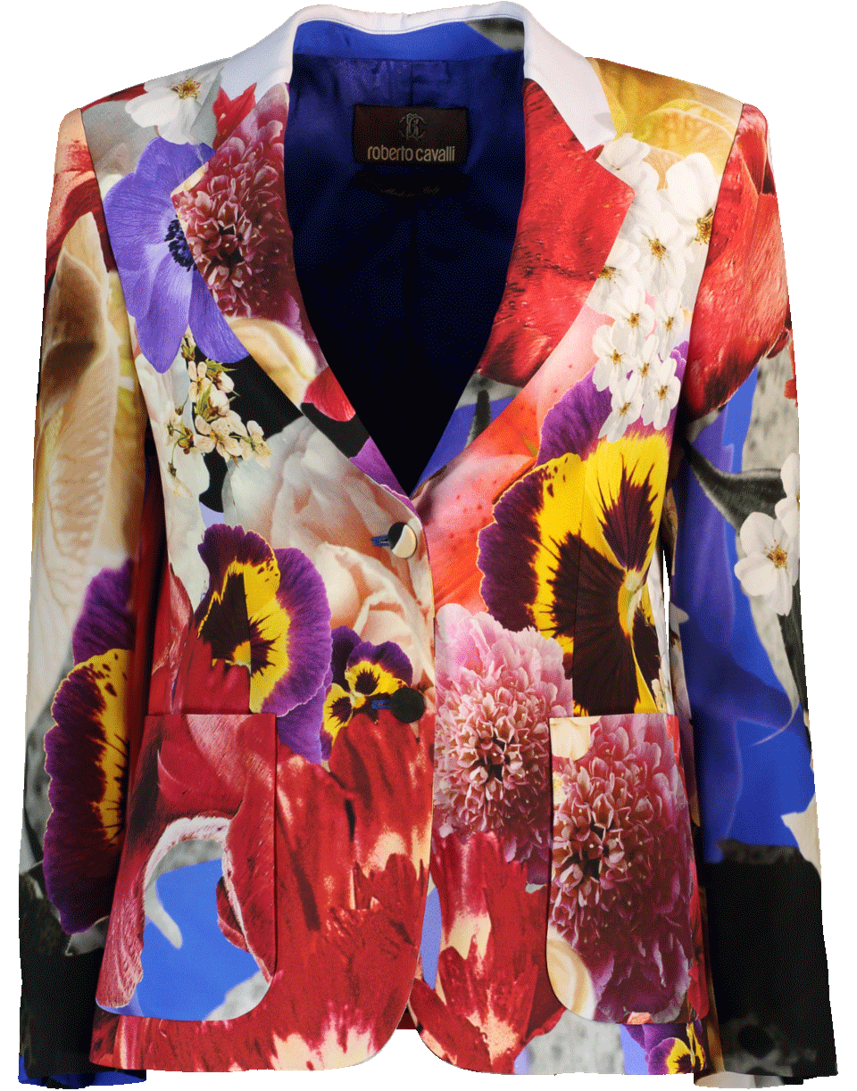 ROBERTO CAVALLI-Araki Print Blazer-BLUE