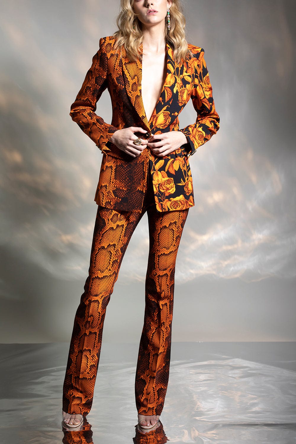 ROBERTO CAVALLI-Printed One Button Jacket-