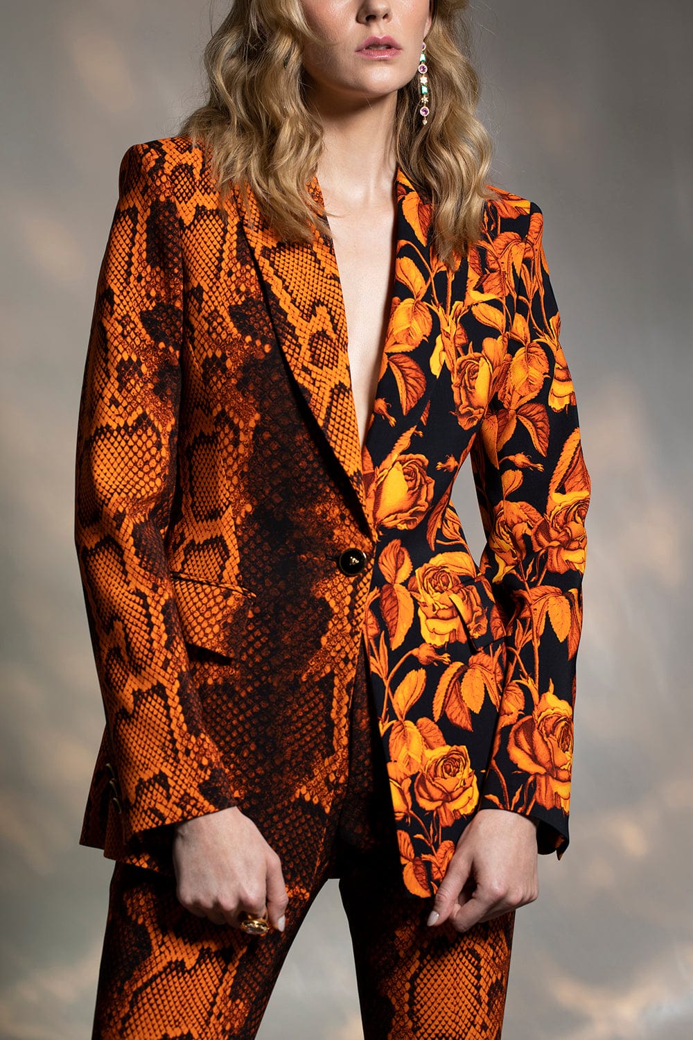 ROBERTO CAVALLI-Printed One Button Jacket-