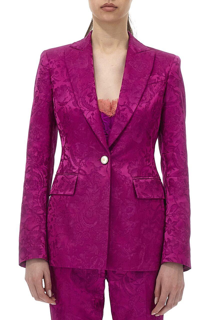 Florentine Flowers Blazer-FUCHSIA-40-CLOTHINGJACKETEVENING-ROBERTO CAVALLI