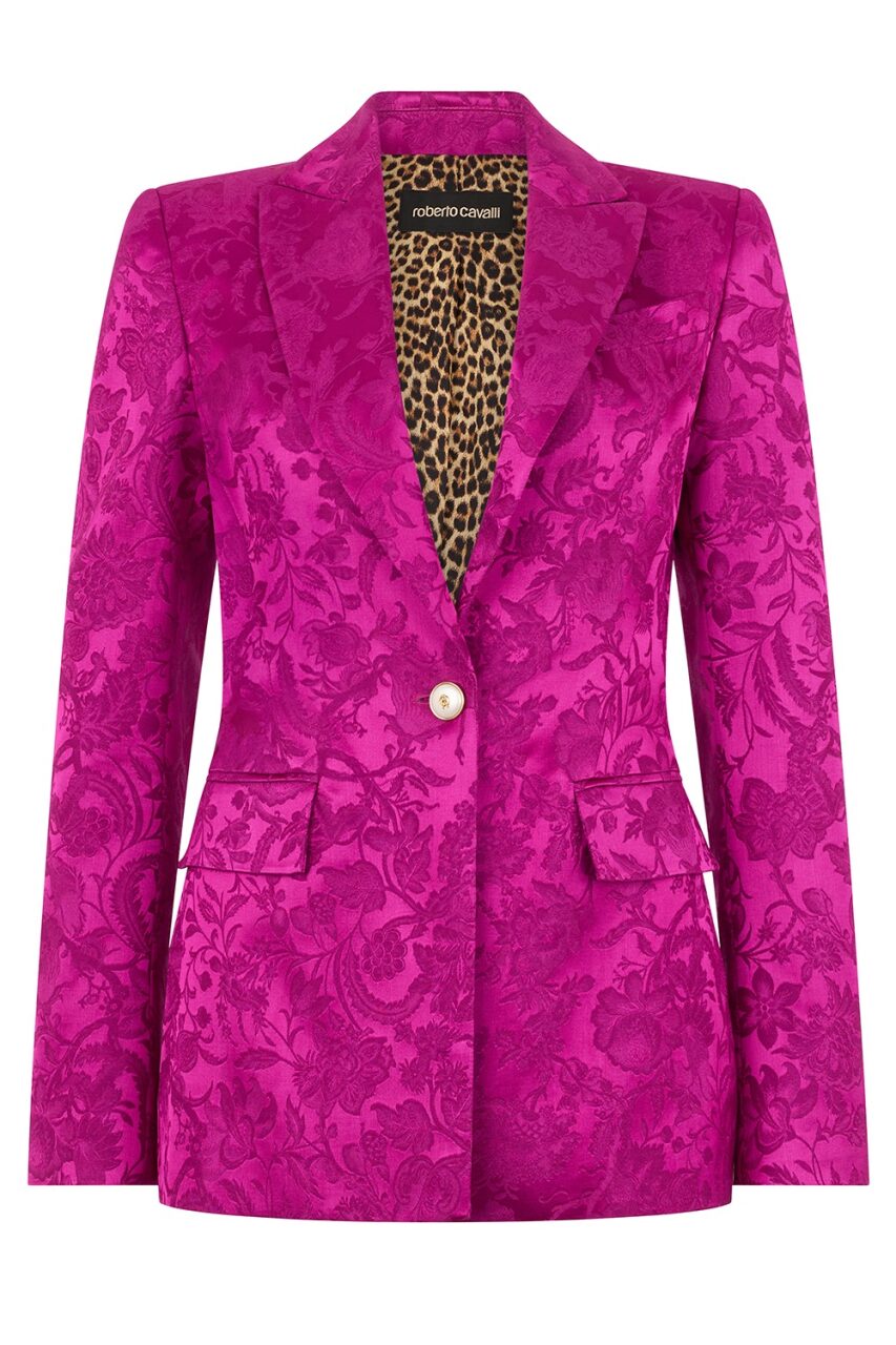 Florentine Flowers Blazer-FUCHSIA-40-CLOTHINGJACKETEVENING-ROBERTO CAVALLI