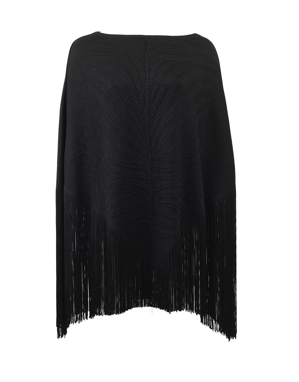 ROBERTO CAVALLI-Tiger Jacquard Fringe Poncho-