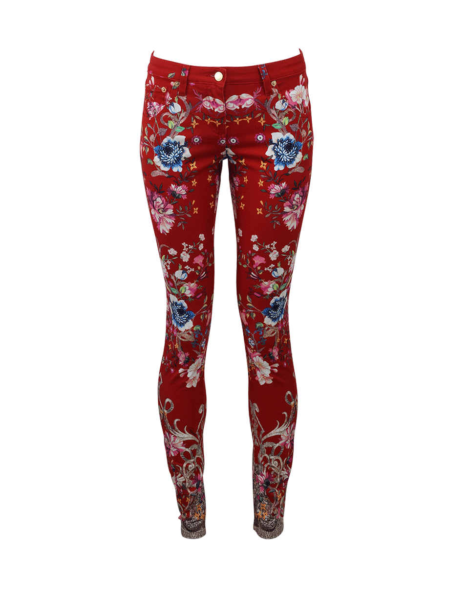 ROBERTO CAVALLI-Printed Skinny Jean-