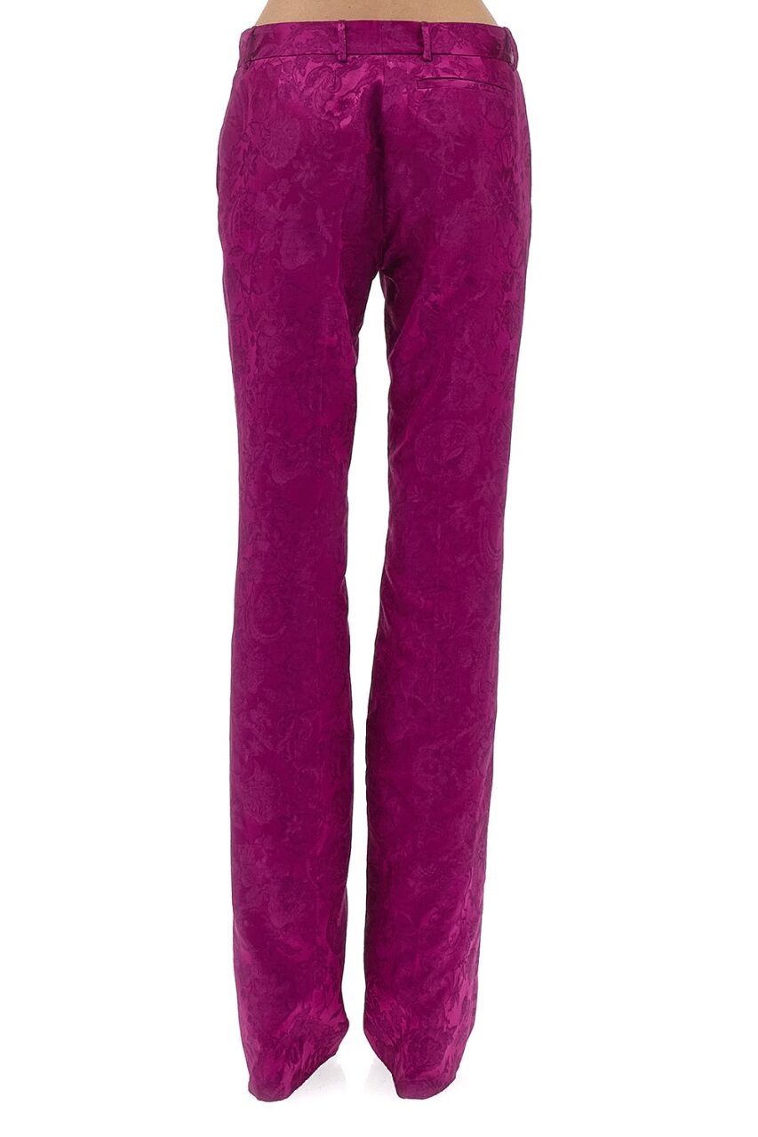 Florentine Flowers Flare Pant-FUCHSIA-40-CLOTHINGPANTSLIM FIT-ROBERTO CAVALLI