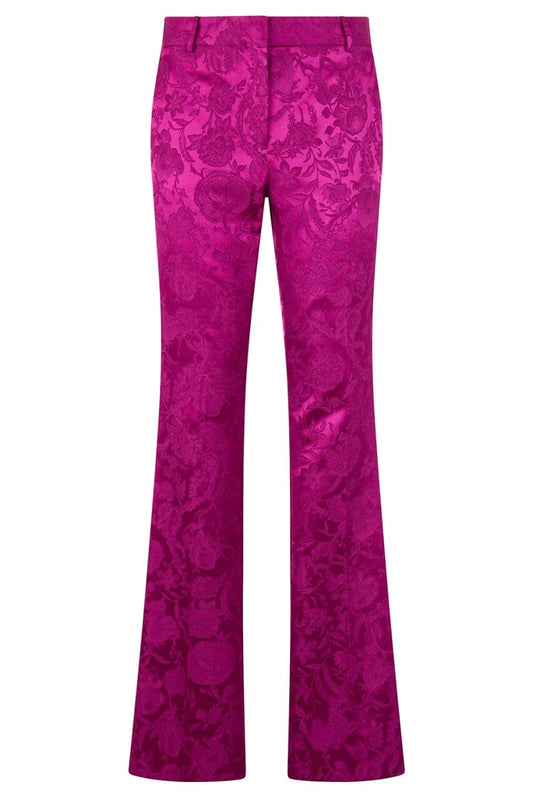 Florentine Flowers Flare Pant-FUCHSIA-40-CLOTHINGPANTSLIM FIT-ROBERTO CAVALLI