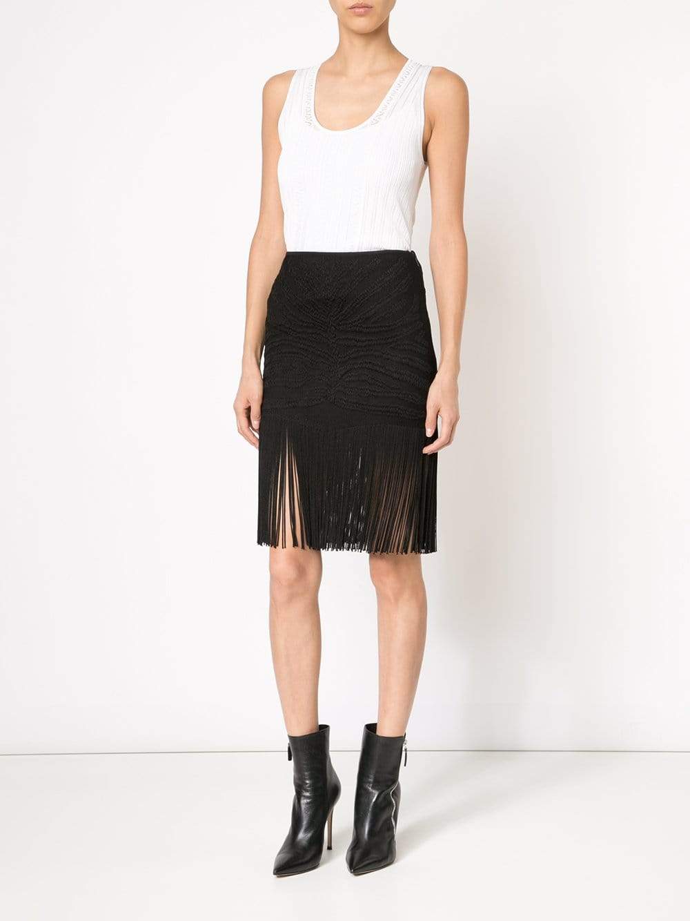 ROBERTO CAVALLI-Tiger Jacquard Fringe Skirt-