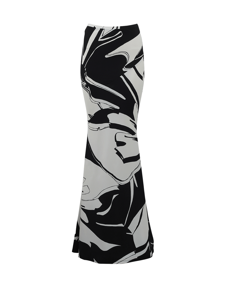ROBERTO CAVALLI-Leaf Print Mermaid Maxi Skirt-