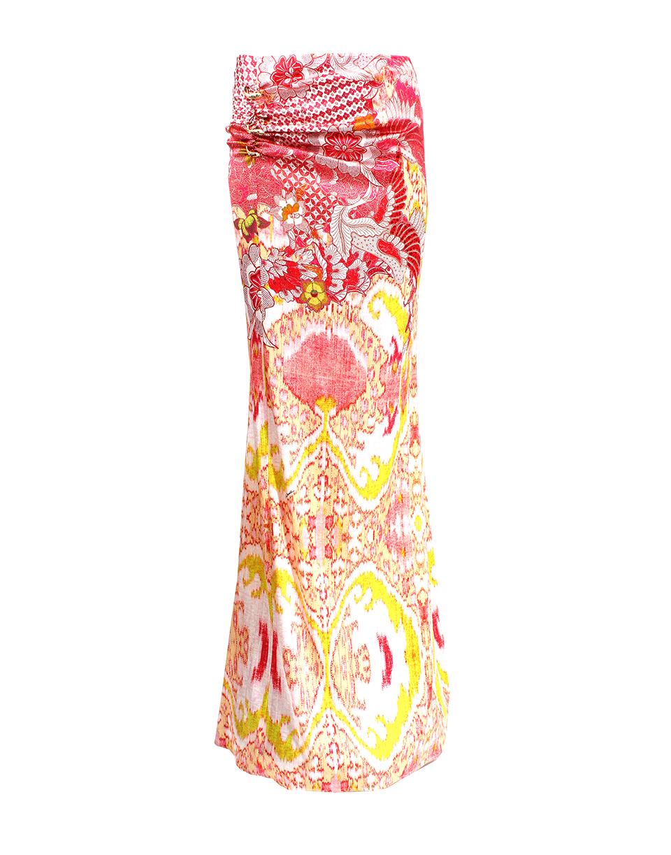 ROBERTO CAVALLI-Side Zip Floral Print Maxi Skirt-