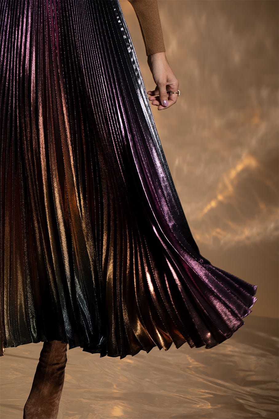 ROBERTO CAVALLI-Degrede Pleated Midi Skirt-