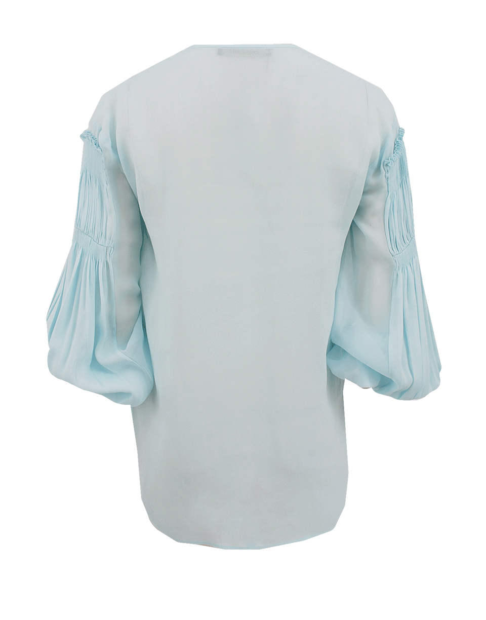 ROBERTO CAVALLI-Long Sleeve Tie Blouse-