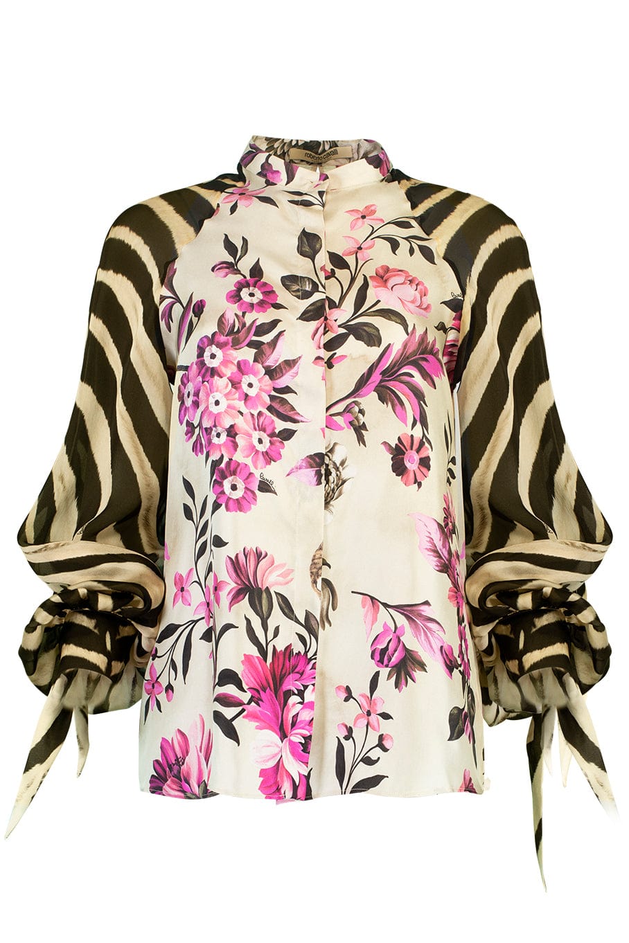 ROBERTO CAVALLI-Printed Button Down Blouse-